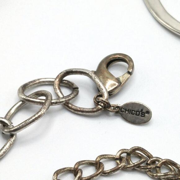 Chico's Rustic Silver Tone Circle Link Belt, Long Necklace, 40 Inches - Picture 3 of 8